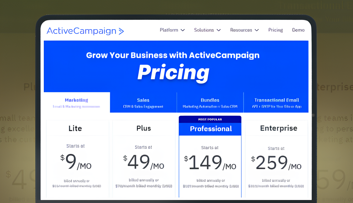 ActiveCampaign Pricing plan 2024