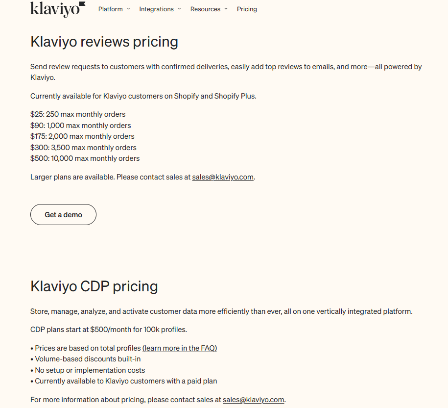 klaviyo reviews pricing