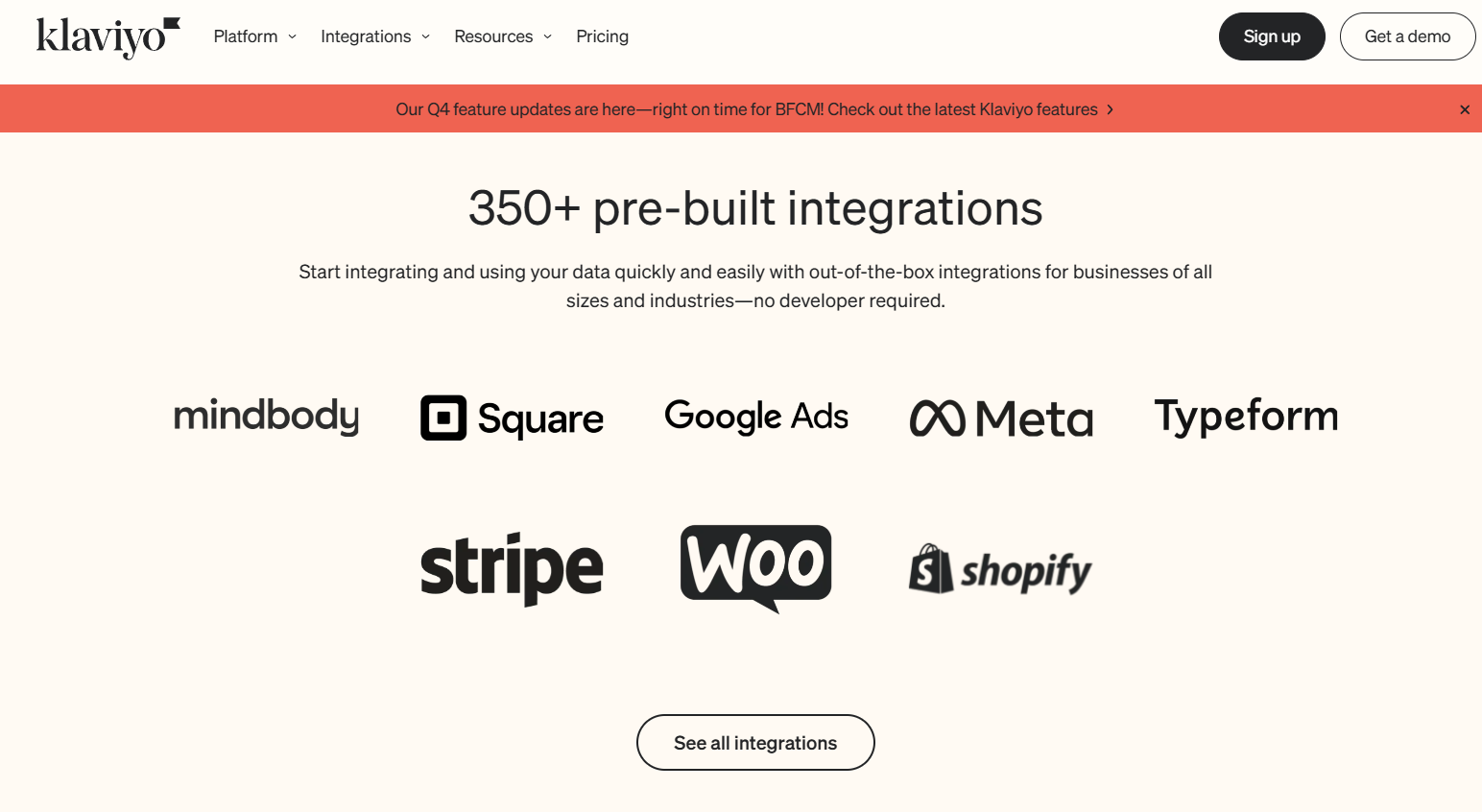 klaviyo's 350+ integrations